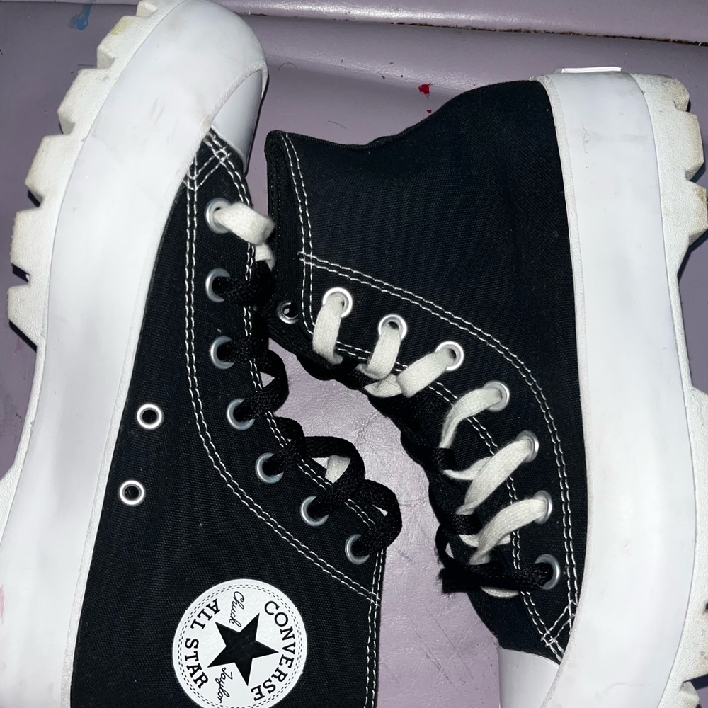 Black and White Mixed laces Platform Convers